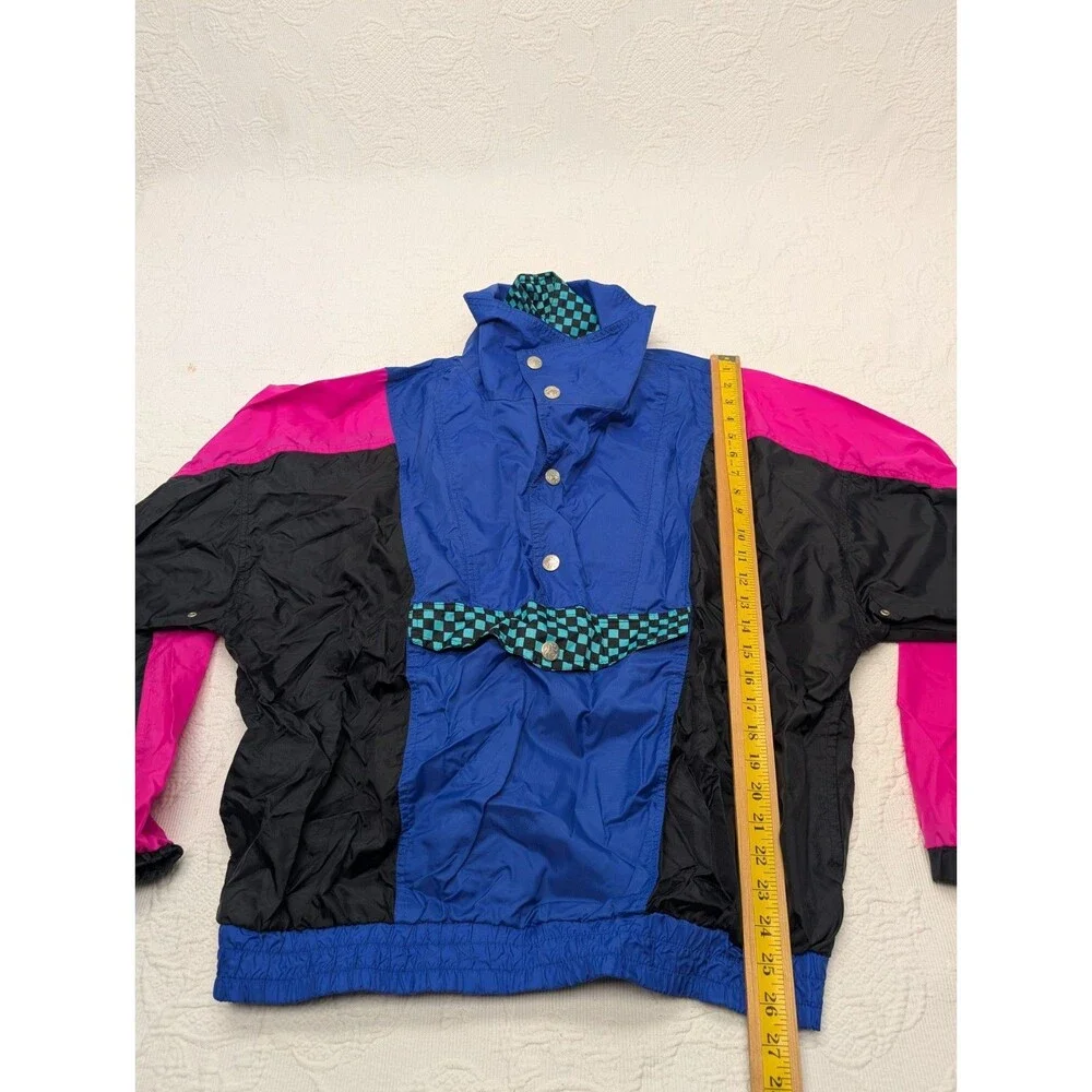 Ocean Pacific OP Vintage 80s 90s Windbreaker Jacket Neon Green Pink Purple Beach